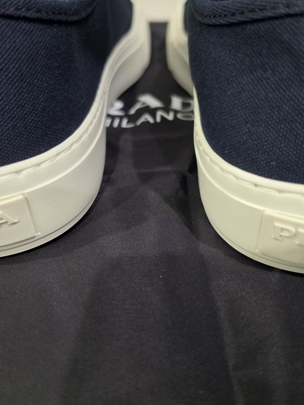 Men's Prada Navy Canvas Low-Top Sneakers - Picture 3 of 10
